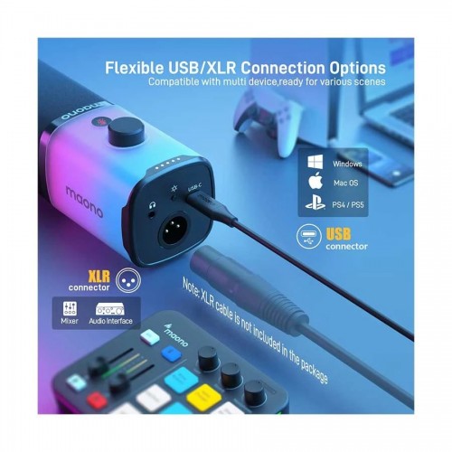 Maono PD100X USB/XLR RGB Dynamic Microphone
