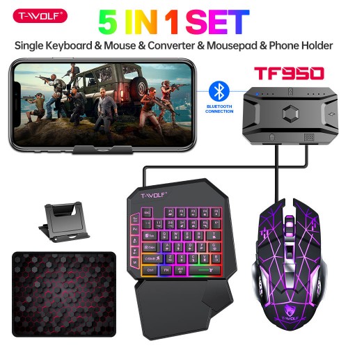 T-WOLF TF950 5 In 1 Wired Gaming Combo